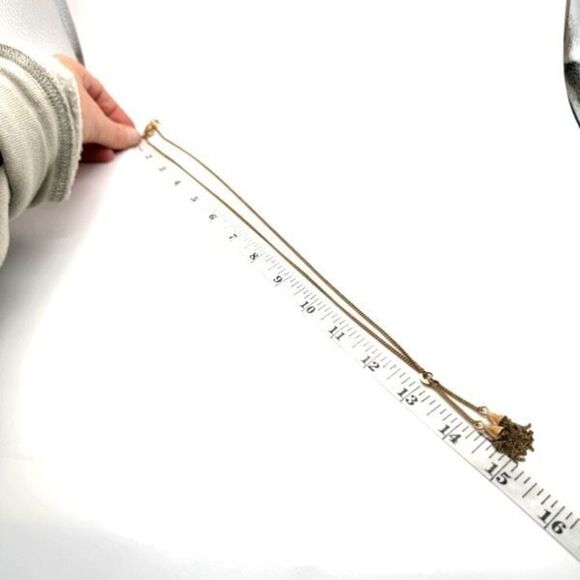 J Crew Gold Tone Fringe Tassel Chain Necklace Long Minimalist Classic - Picture 7 of 11